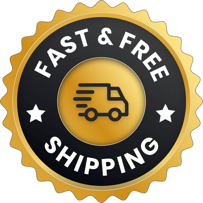 Enjoy the convenience of fast and free shipping on all your orders. This seal guarantees quick, reliable delivery at no extra cost.
